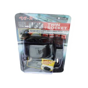 Adaptor bricheta auto x2 V-102B cu usb engross