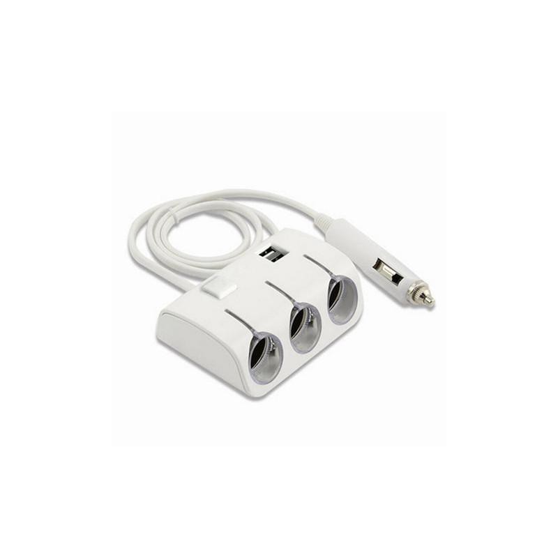 Adaptor bricheta auto x3 cu USB alb engross