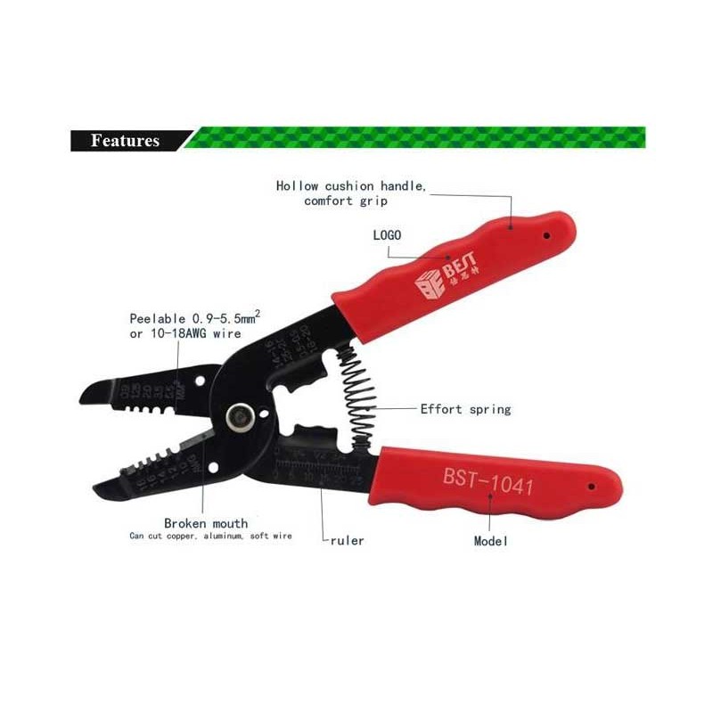Cleste de dezizolat profesional 0.9-5.5mm2 BST-1041 engross
