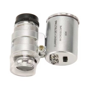 Microscop portabil 60X cu lumina LED si lampa UV pentru bancnote engross