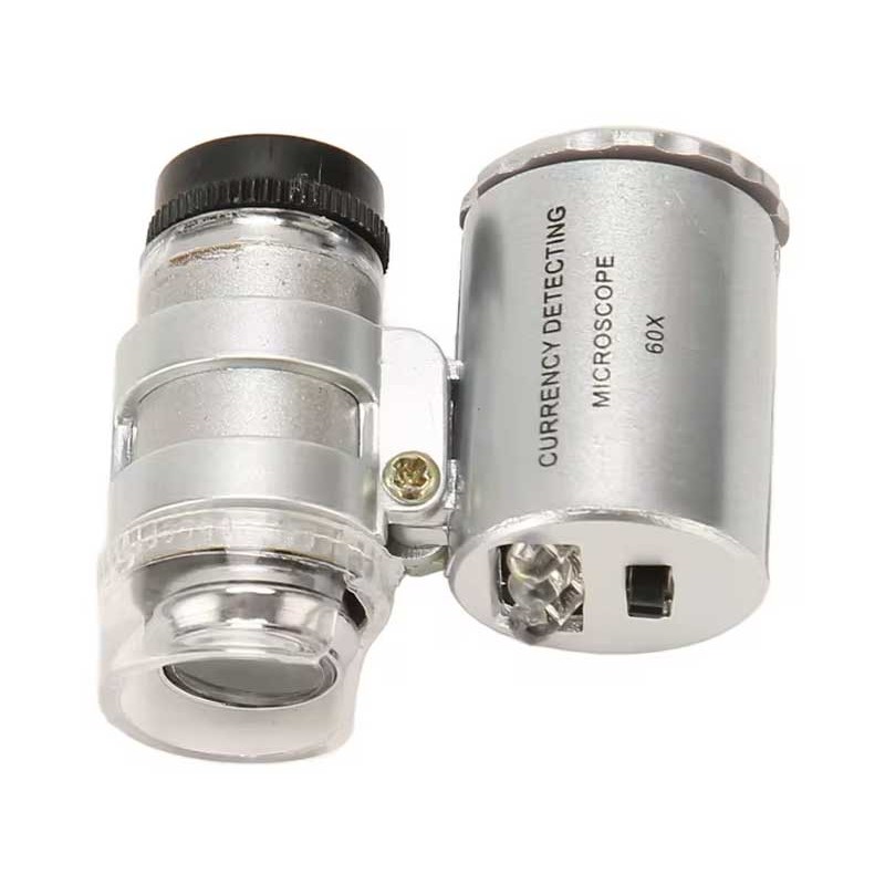 Microscop portabil 60X cu lumina LED si lampa UV pentru bancnote engross