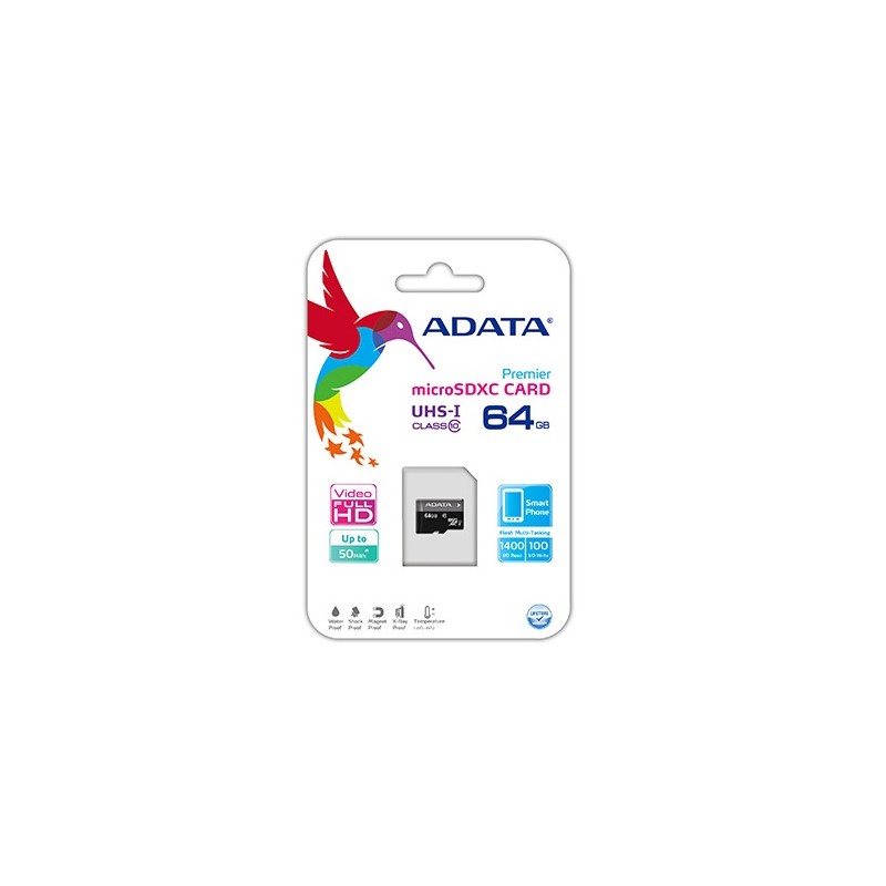 MicroSDHC 64Gb SD AData clasa 10 engross