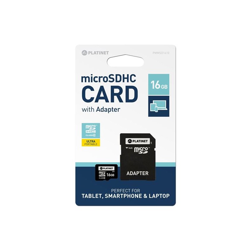 MicroSDHC 16Gb Platinet cu adaptor clasa 10 engross