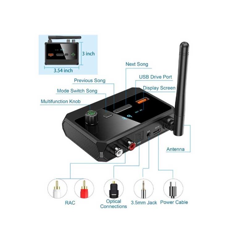 Adaptor bluetooth 5.3 cu display si USB engross