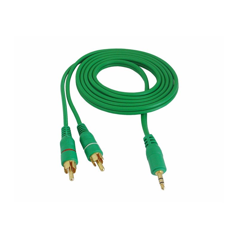 Cablu jack 3,5mm la 2RCA 5m verde 4.0X8mm engross