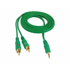 Cablu jack 3,5mm la 2RCA 3m verde 4.0X8mm engross