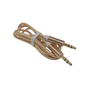 Cablu jack 3,5mm la jack 3,5mm textil auriu engross