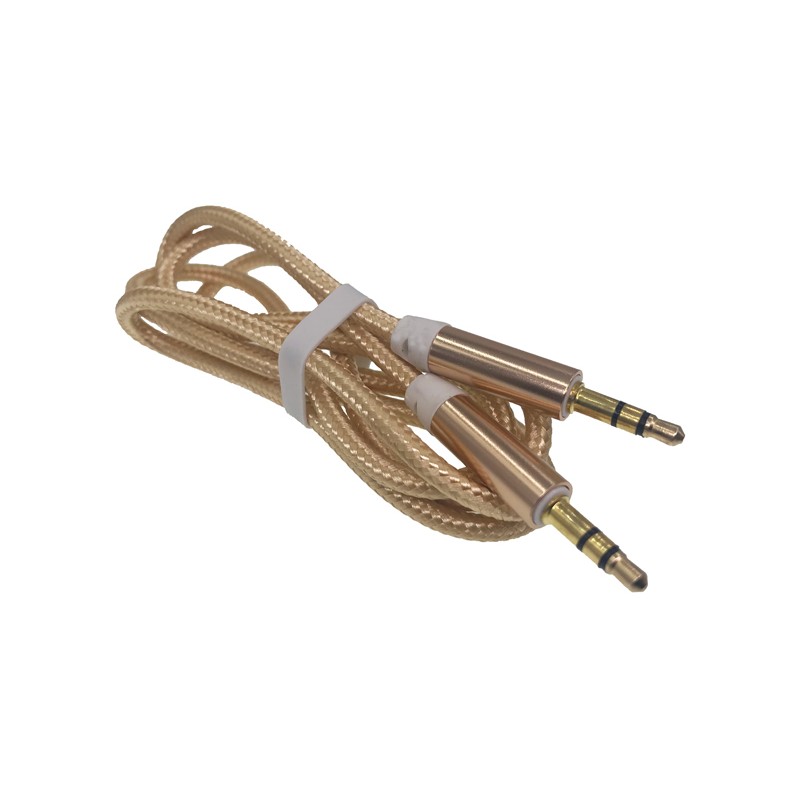 Cablu jack 3,5mm la jack 3,5mm textil auriu engross