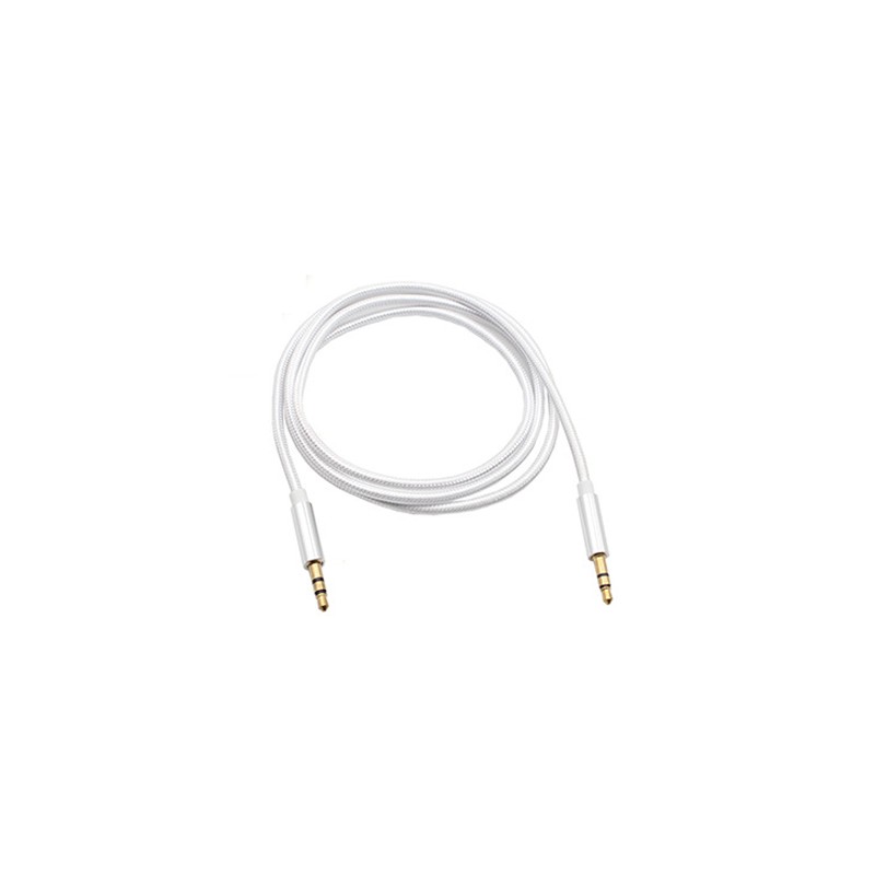 Cablu jack 3,5mm la jack 3,5mm textil alb engross