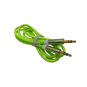 Cablu jack 3,5mm la jack 3,5mm textil verde fosforescent engross