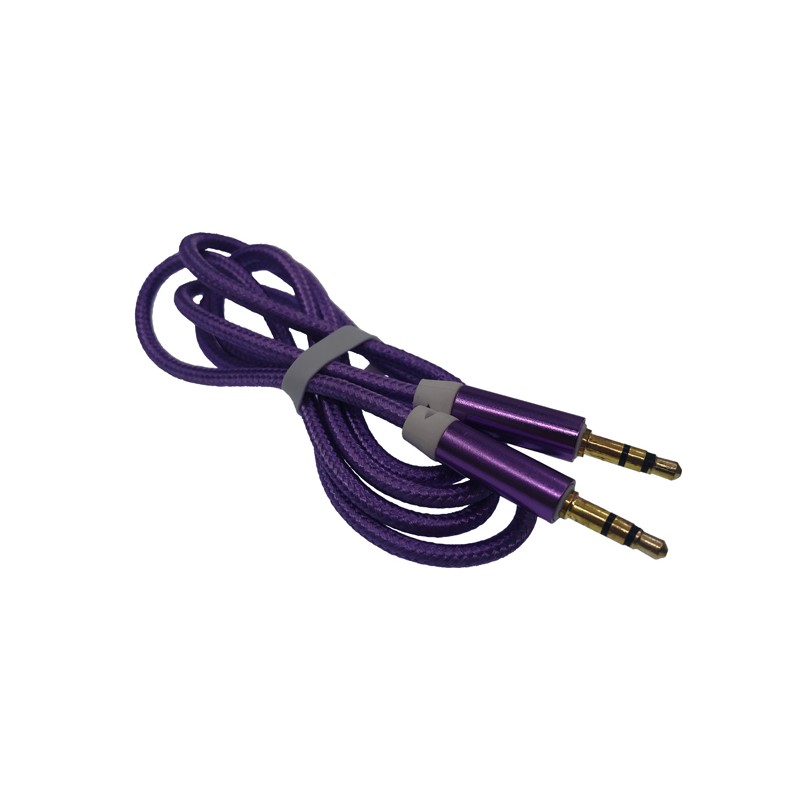 Cablu jack 3,5mm la jack 3,5mm textil mov engross