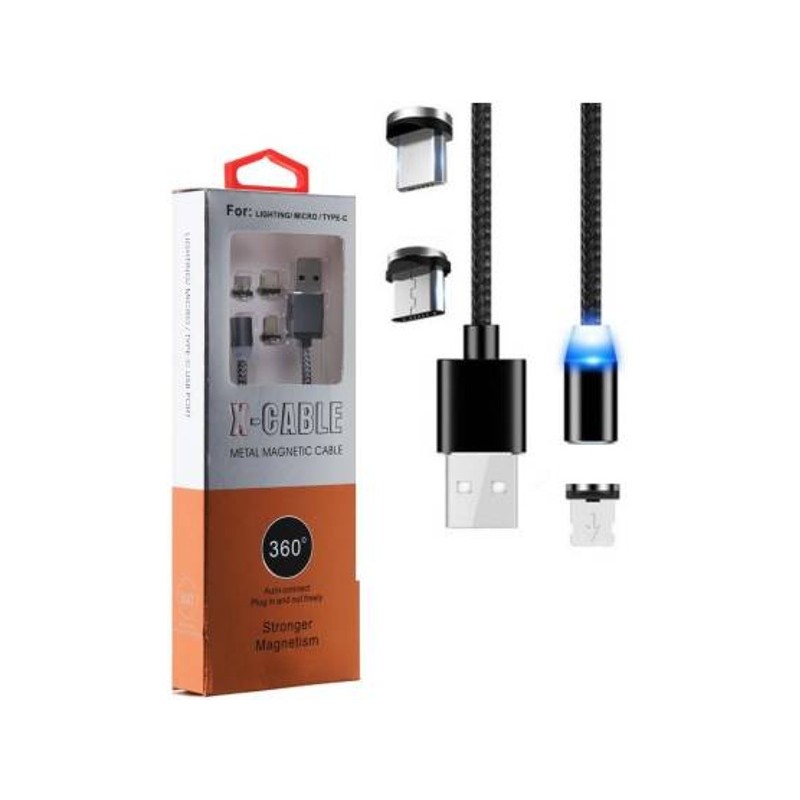 Cablu USB 3in1 microusb/Iphone/tip C magnetic engross