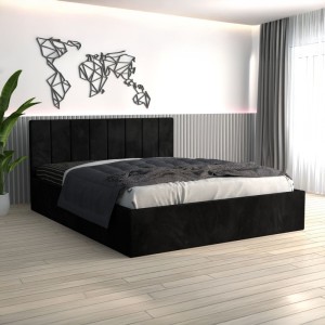Pat Tapitat Sorin Negru + Saltea Lux Ortopedica