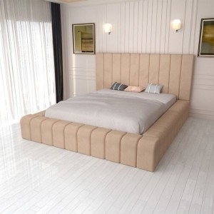 Pat Tapitat Complet Cod 01 Crem + Saltea Lux Ortopedica