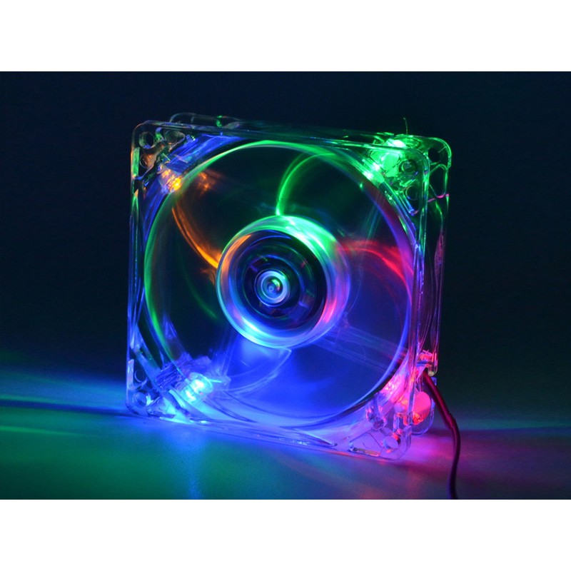 Ventilator 12V 80x80x25mm cu leduri multicolore engross