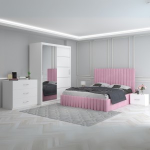 Dormitor Luca Roz + Comoda 3 Sertare