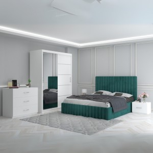 Dormitor Luca Verde + Comoda 3 Sertare