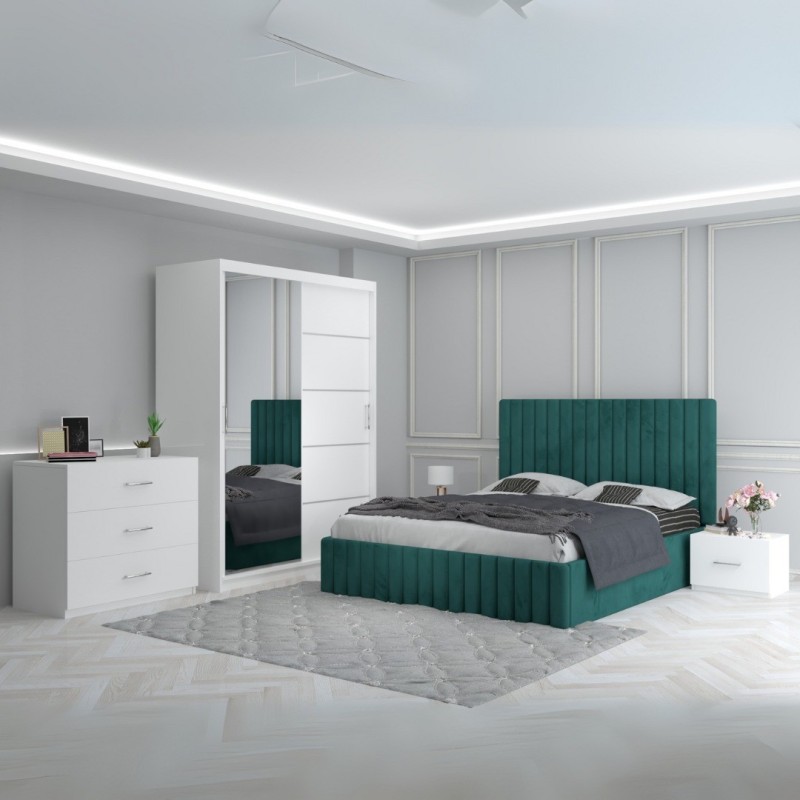 Dormitor Luca Verde + Comoda 3 Sertare