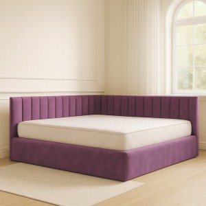 Pat Tapitat De Colt Figo Mov Catifea Premium + Saltea Lux Ortopedica