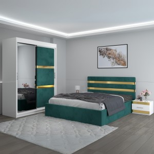 Dormitor Clio Verde Cu Dulap Tapitat