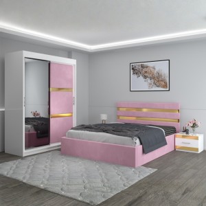 Dormitor Clio Roz Cu Dulap Tapitat