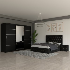 Dormitor Eric Negru cu Dulap Negru 250cm