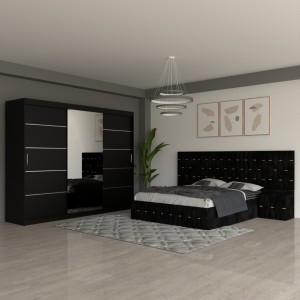 Dormitor Eric Negru Cu Extensii Dulap Negru 250