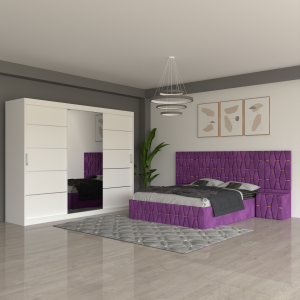 Dormitor Eric Mov Cu Extensii Dulap Alb 250 cm