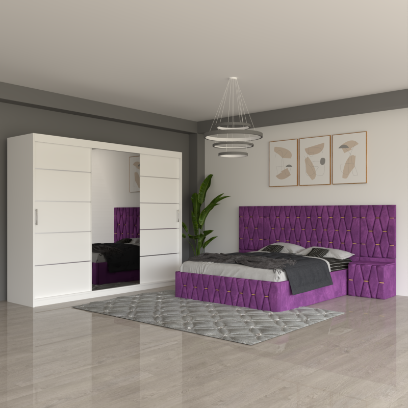 Dormitor Eric Mov Cu Extensii Dulap Alb 250 cm