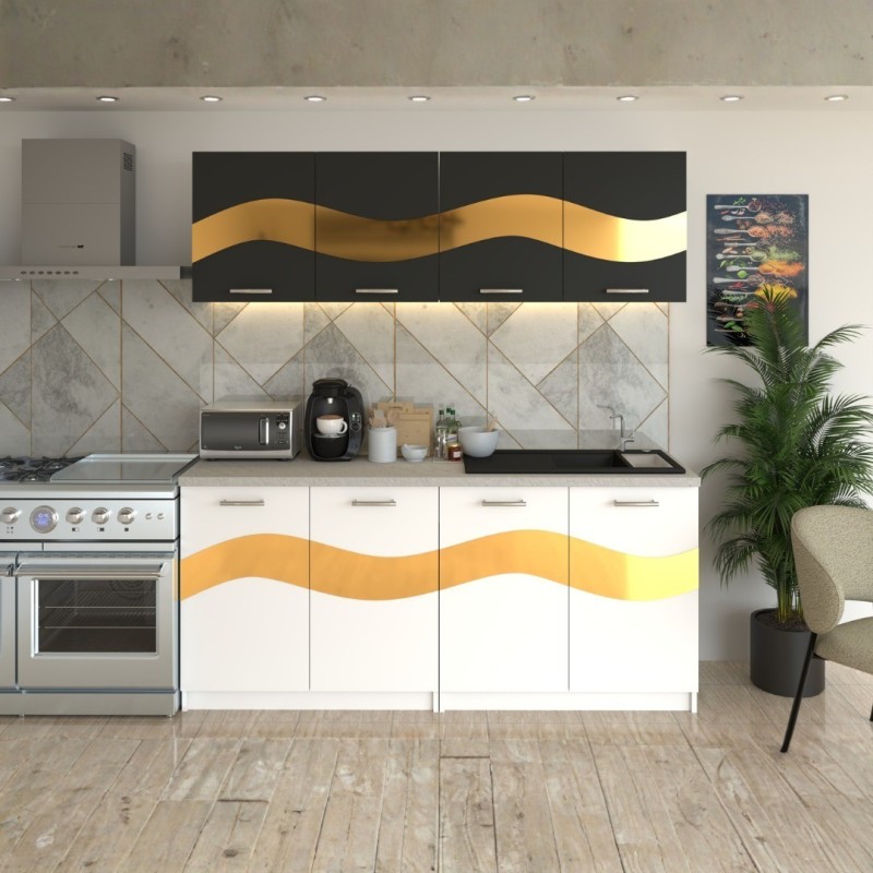 Bucatarie Armonia Gri cu Alb ( Gold )